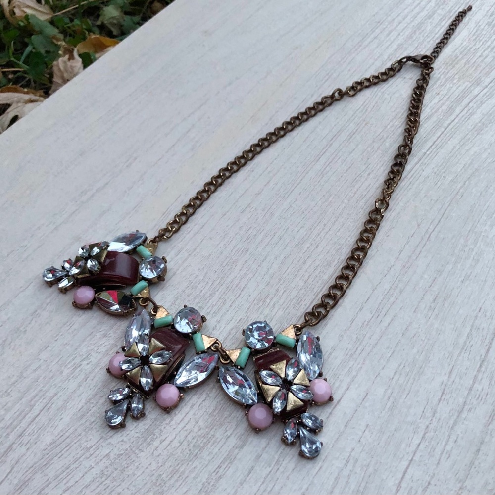 Multicolored Gem Statement Necklace - image 4
